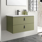 Mobile bagno sospeso con 2 cassetti colore verde oliva 80x45x48H cm - Vitty