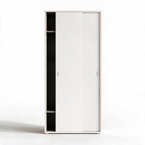 Armoire à deux portes coulissantes avec tringle de penderie, coloris blanc frêne, 90x43x212H cm