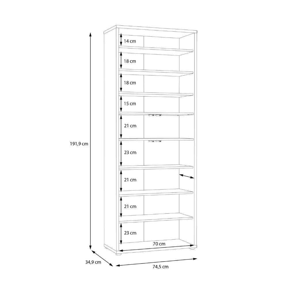 Armoire multi-usage 4 portes 74.5x35x192 coloris gris clair Medea