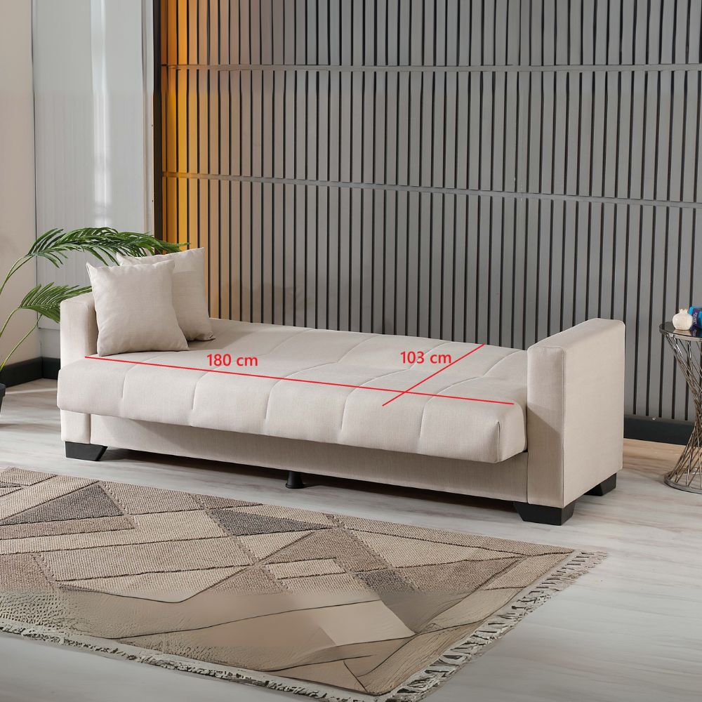 Divano letto con contenitore colore grigio 213x81x83H Moon