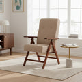 Poltrona regolabile 4 posizioni in legno di faggio noce e tessuto beige Pianosa
