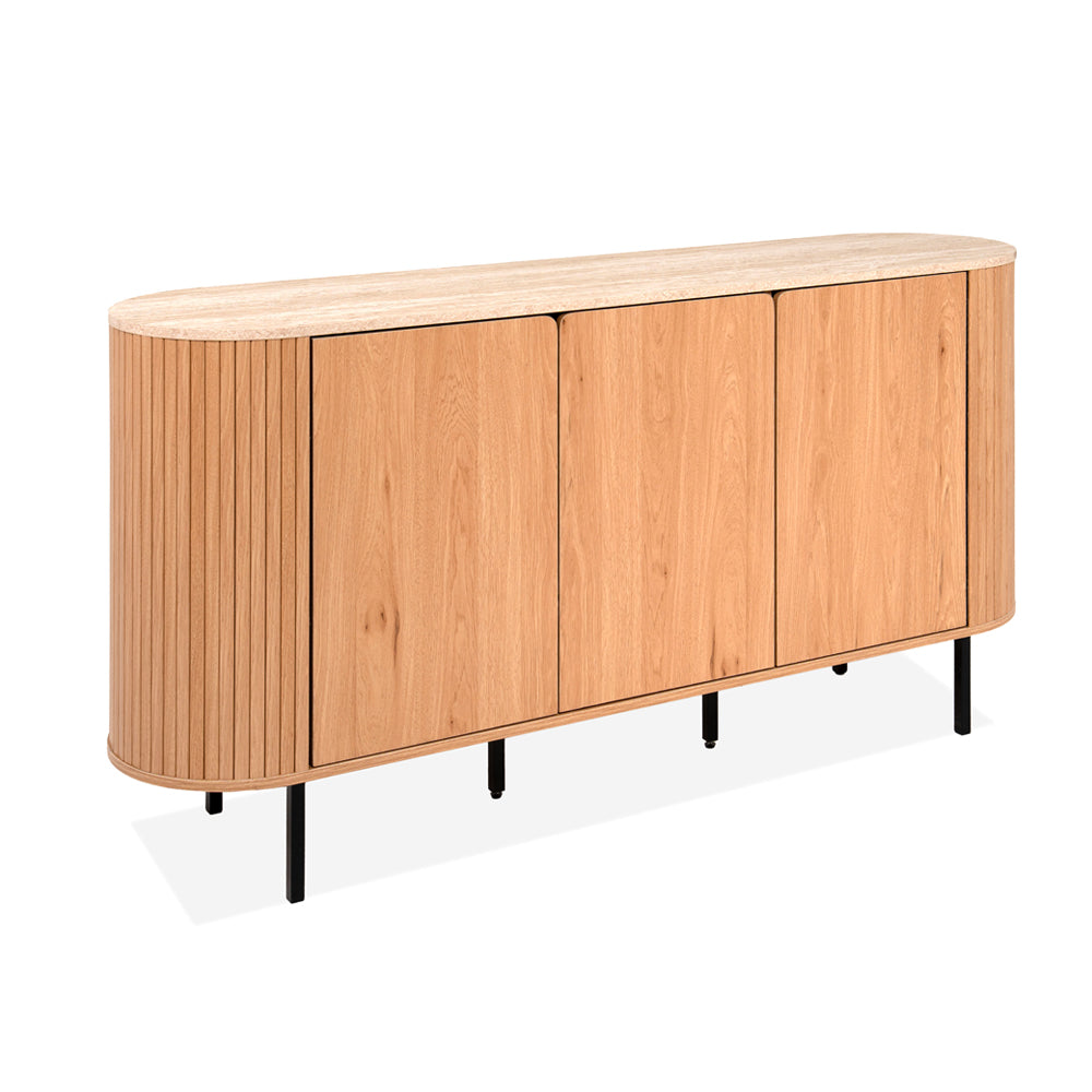 Madia colore rovere oak con top effetto travertino e laterali listellati 160 cm Fabia51A