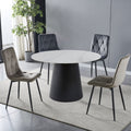 Tavolo rotondo Lauren in ceramica effetto marmo colore bianco e base metallo nera