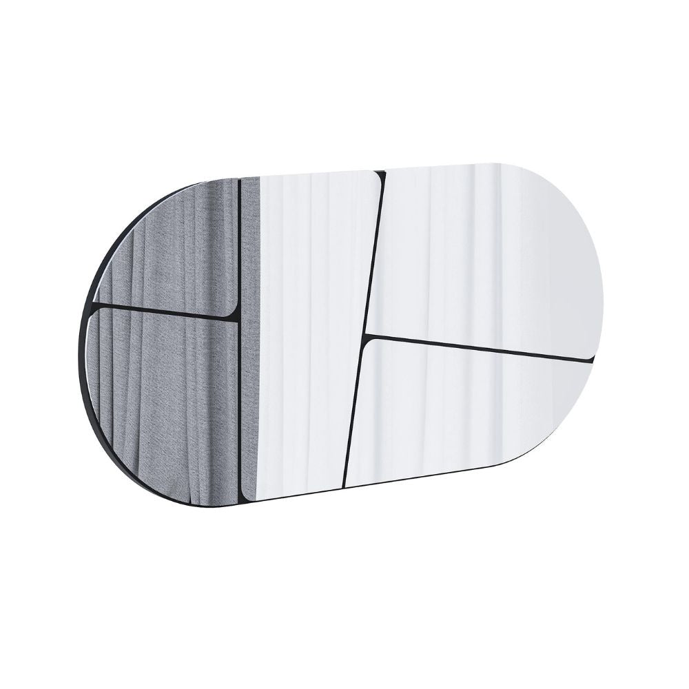 Miroir mural ovale avec design abstrait et fond noir 80x40H Otis