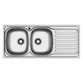 Lavello da incasso monostampo 2 vasche e gocciolatoio destro inox Adriatico116