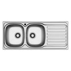 Lavello da incasso monostampo 2 vasche e gocciolatoio destro inox Adriatico116