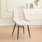 Set 4 sedie in tessuto beige con trama geometrica e struttura in metallo nero Mika