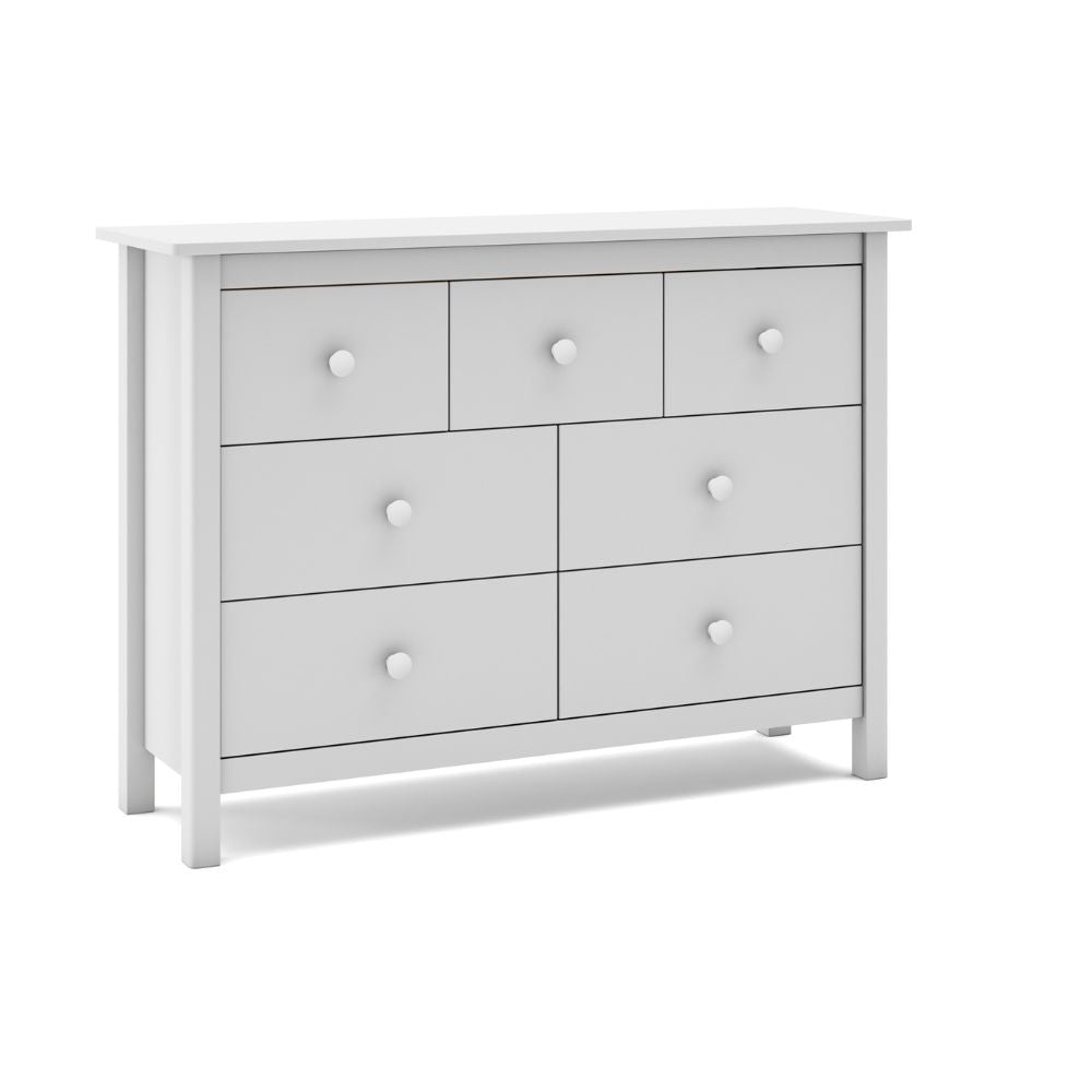 Commode en bois massif avec 7 tiroirs couleur blanc 110x40x80H cm - Max