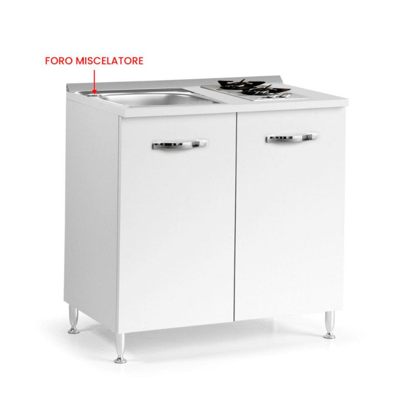 Cucinino con 2 ante colore bianco larice lavello e piano cottura 80x60x85H cm