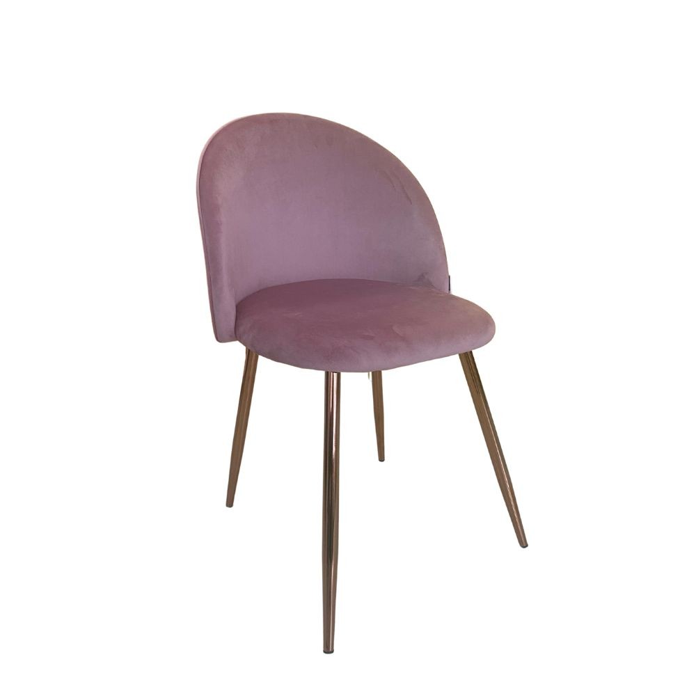 Lot de 4 chaises Despina en tissu rose et pieds en métal or rose