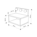 Comodino sospeso con luci LED integrate e vano a giorno colore cashemere Treo