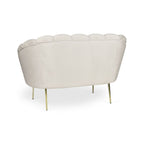 Canapé coquillage deux places en tissu couleur sable et pieds dorés 135x75H cm - Orel