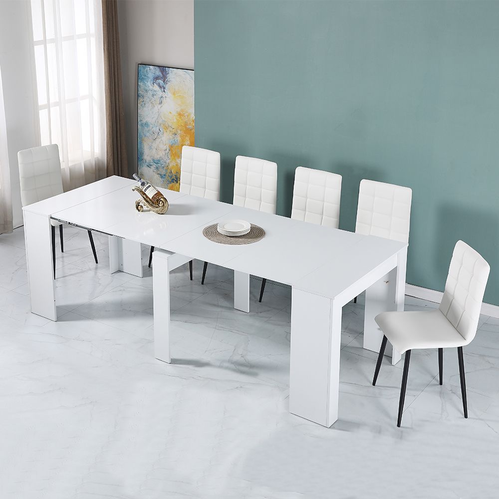 Console laquée blanche 90x50 cm extensible jusqu'à 3 mètres - Ofelia