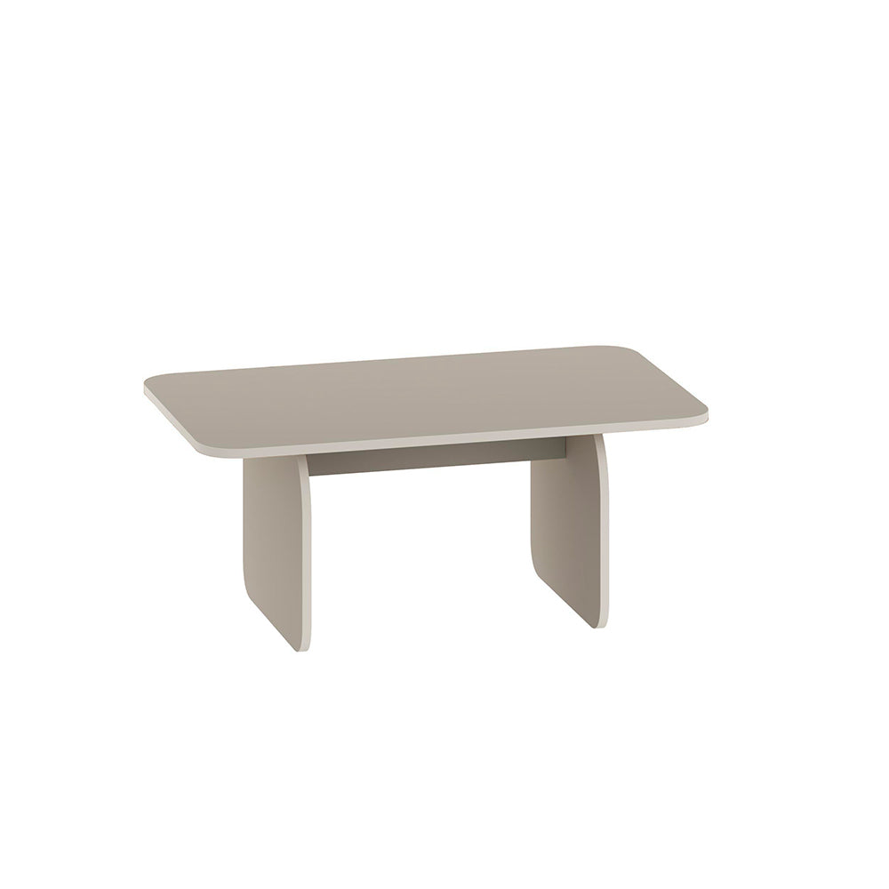 Tavolino da salotto 100x60 cm colore cashmere con gambe a pannello e bordi arrotondati Pietra