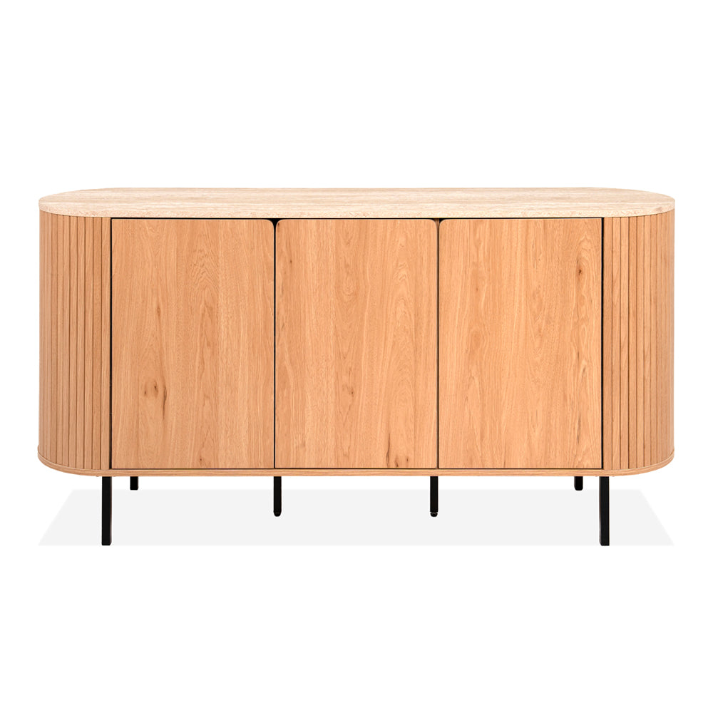 Madia colore rovere oak con top effetto travertino e laterali listellati 160 cm Fabia51A