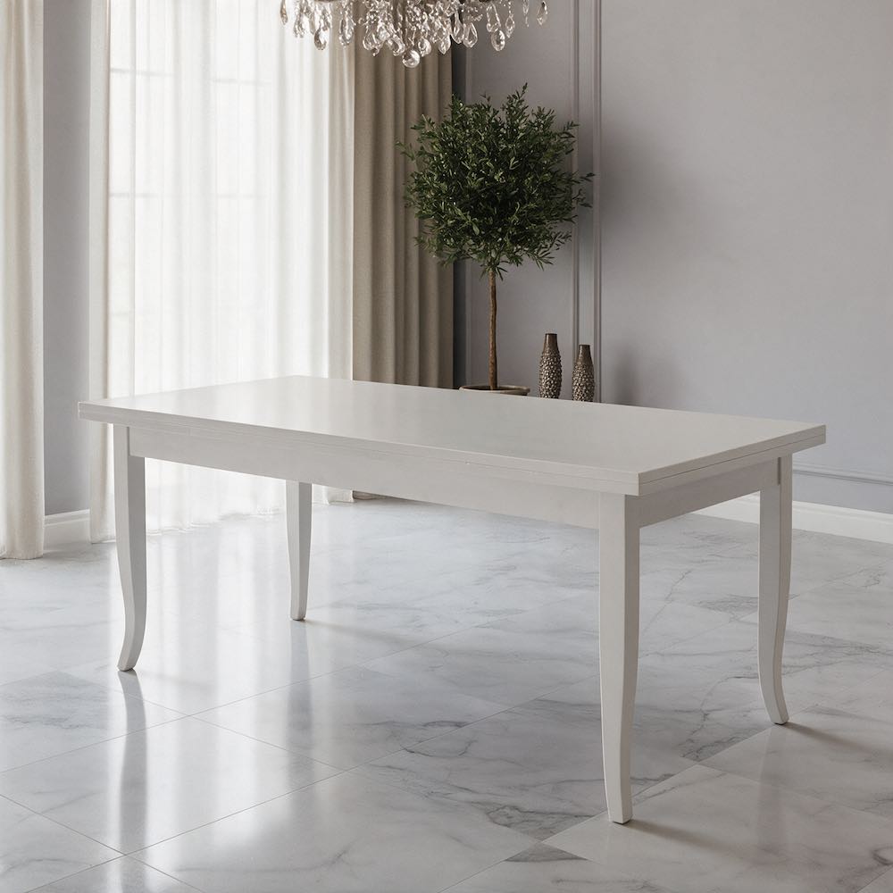 Tavolo allungabile in legno 140x80 cm colore bianco - Verona