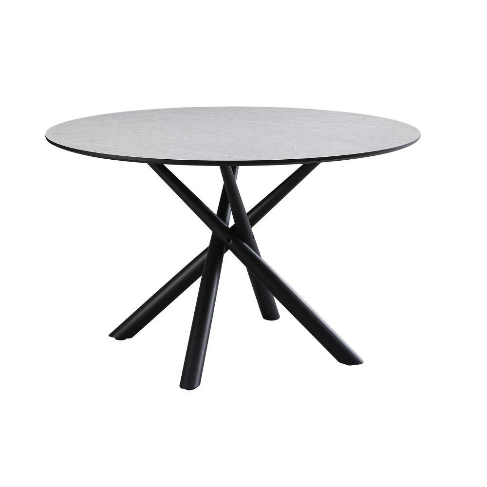 Tavolo rotondo con piano color cemento e gambe nere 120x76.5H cm - Vikto
