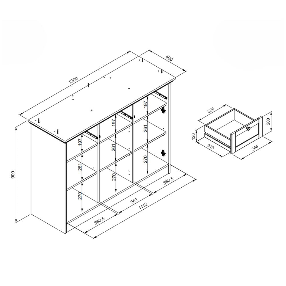 Vitrinenschrank aus antik Eiche 120x200H cm - Tiberio