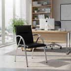 Sedia ufficio in ecopelle nera con base cromata Karisma