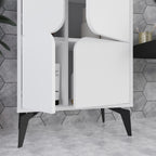 Meuble armoire multi-usages à 4 portes coloris blanc 60x35.6x151H cm - Spotik