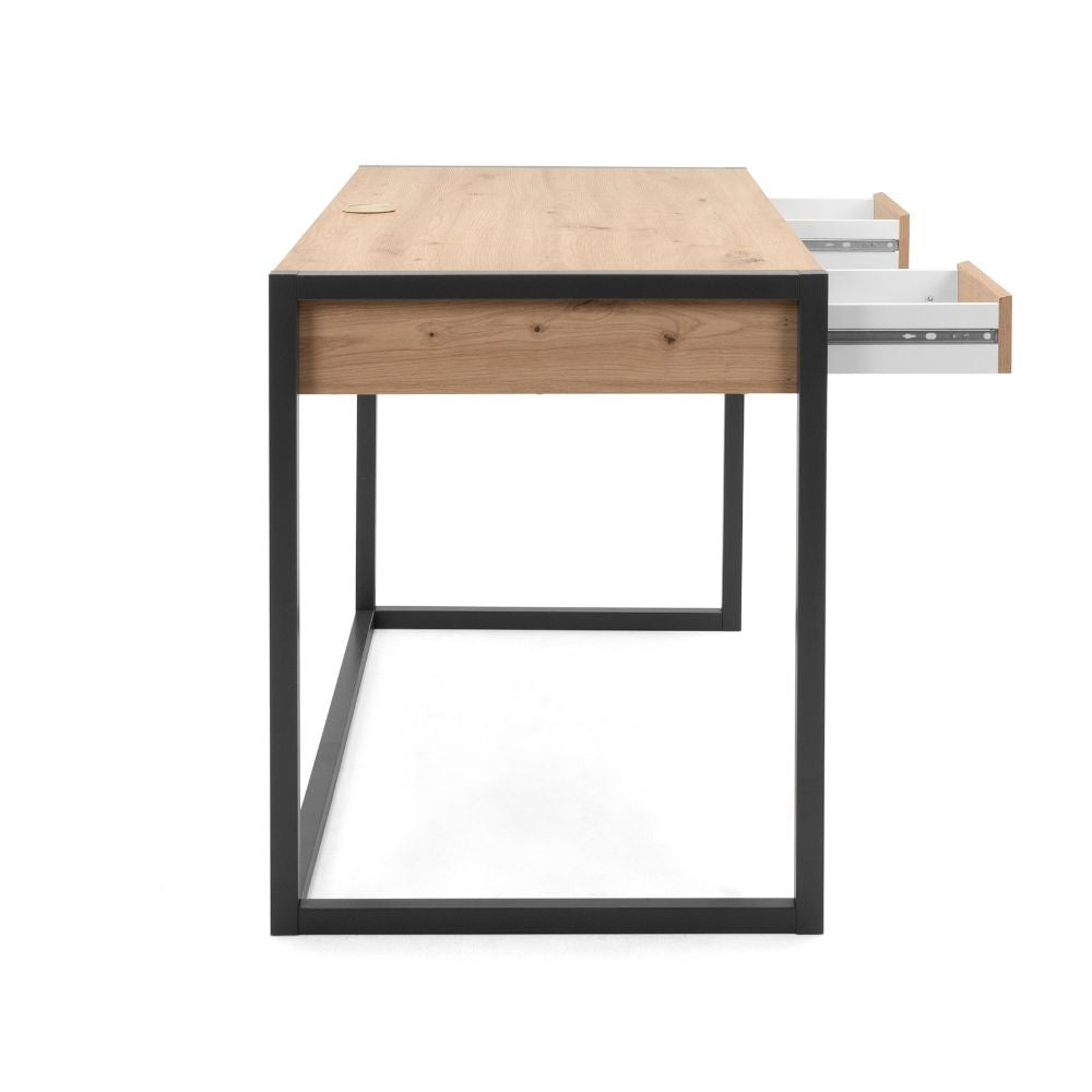Bureau 120x75H cm coloris chêne et anthracite - Denver 30