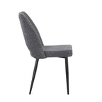 Set 4 sedie con schienale trapuntato a righe verticali e gambe in metallo nero colore grigio Naila