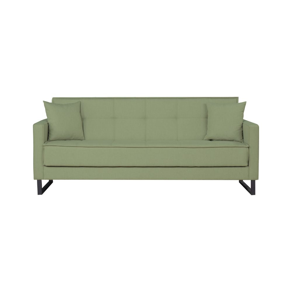 Divano letto con contenitore 3 posti in vellutino colore verde oliva - Legen