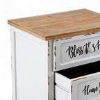 Mobile multiuso shabby chic 4 cassetti bianco e top rovere H 88 cm Breslavia