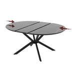 Tavolo rotondo allungabile piano effetto marmo nero con dettagli oro lucido 126x126x76H Dobok