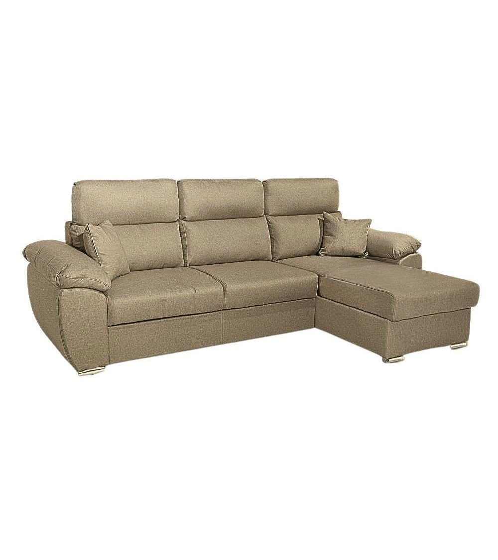 Canapé d'angle réversible avec coffre couleur cappuccino ComoII tissu giulia9703