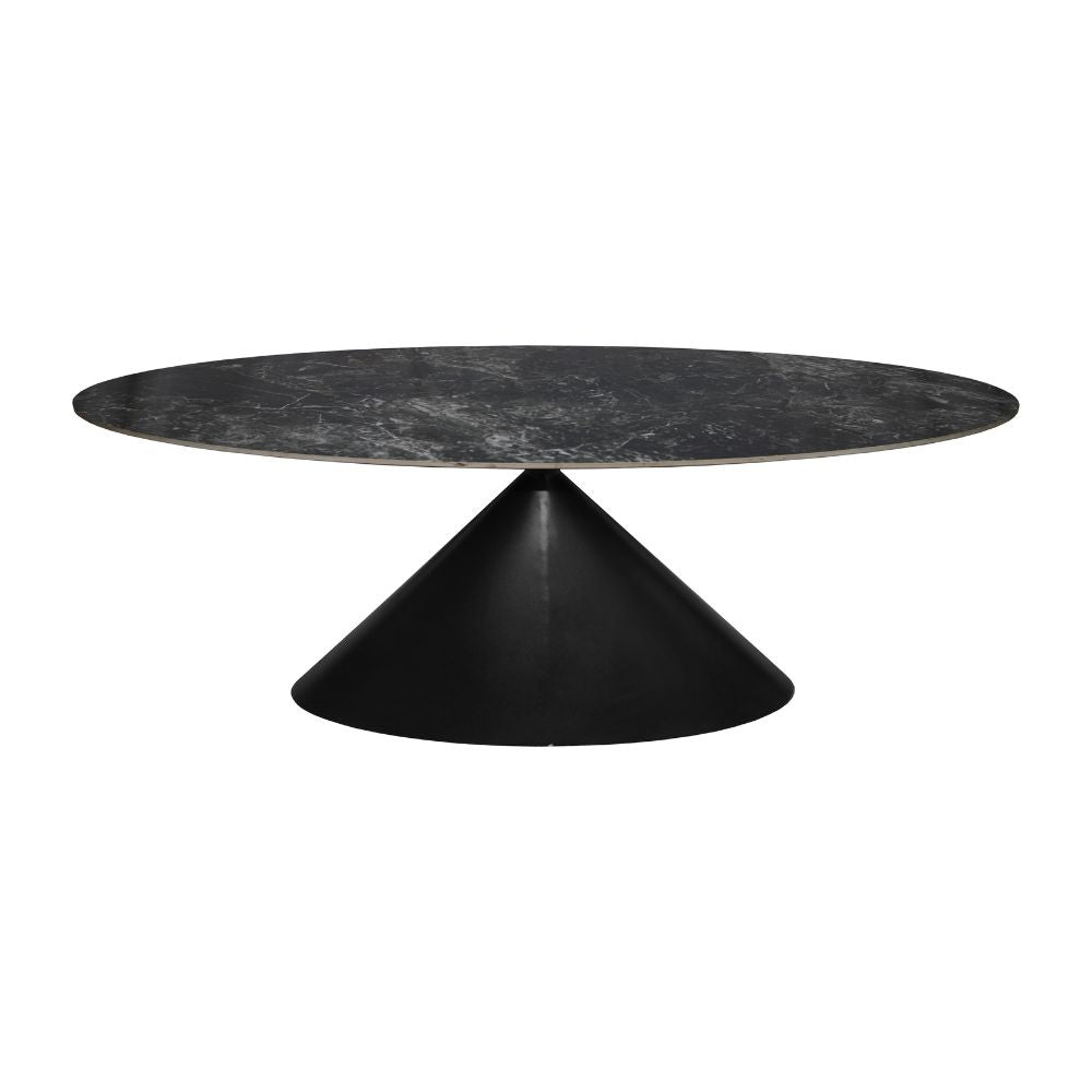 Tavolo ovale con piano effetto marmo nero 200x100x76H Punto