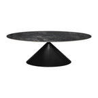 Tavolo ovale con piano effetto marmo nero 200x100x76H Punto