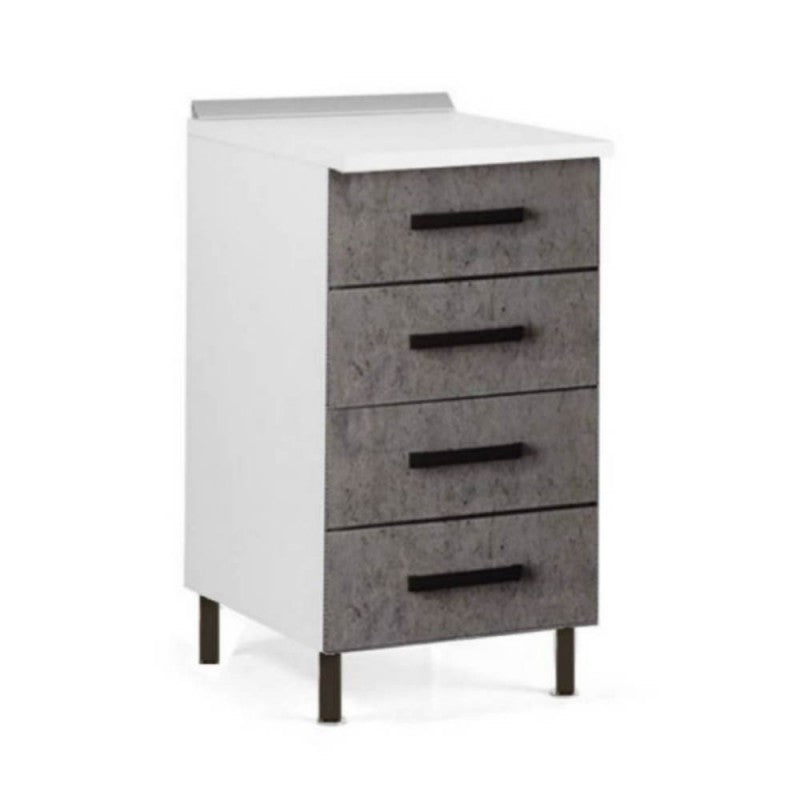 Cassettiera con 4 cassetti colore cemento 40x50x85H cm