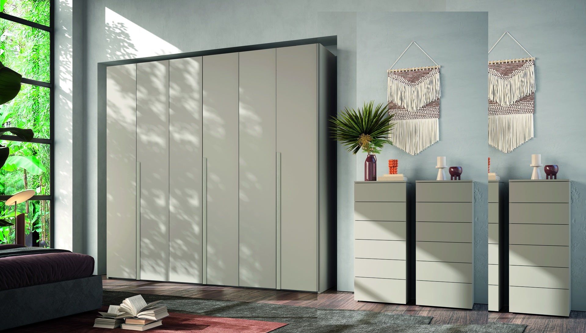 Armadio 6 ante battenti canapa frassinato 276x250H cm - Coco