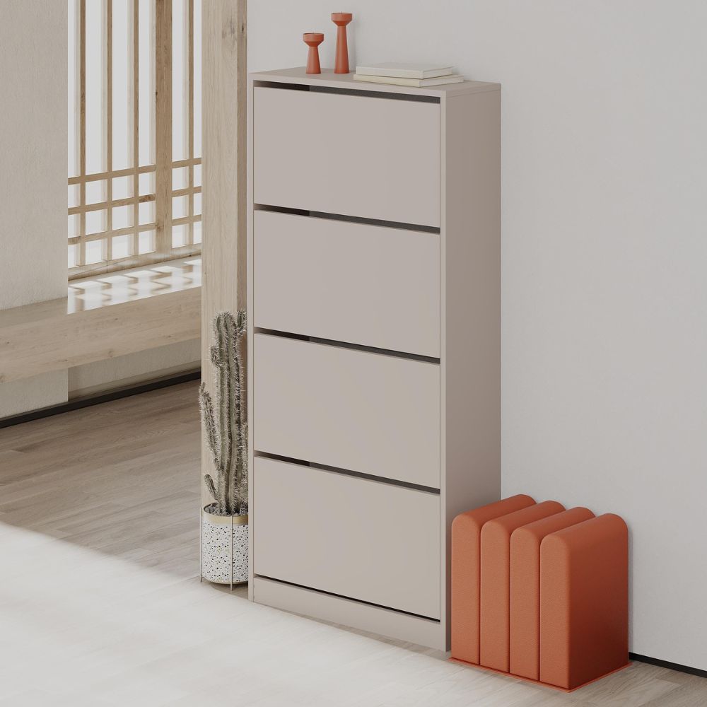 Scarpiera con quattro ante a ribalta colore light mocha 73x154,5H cm - SHC54