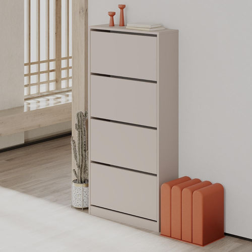 Meuble à chaussures avec quatre portes abattantes couleur moka clair 73x154,5H cm - SHC54