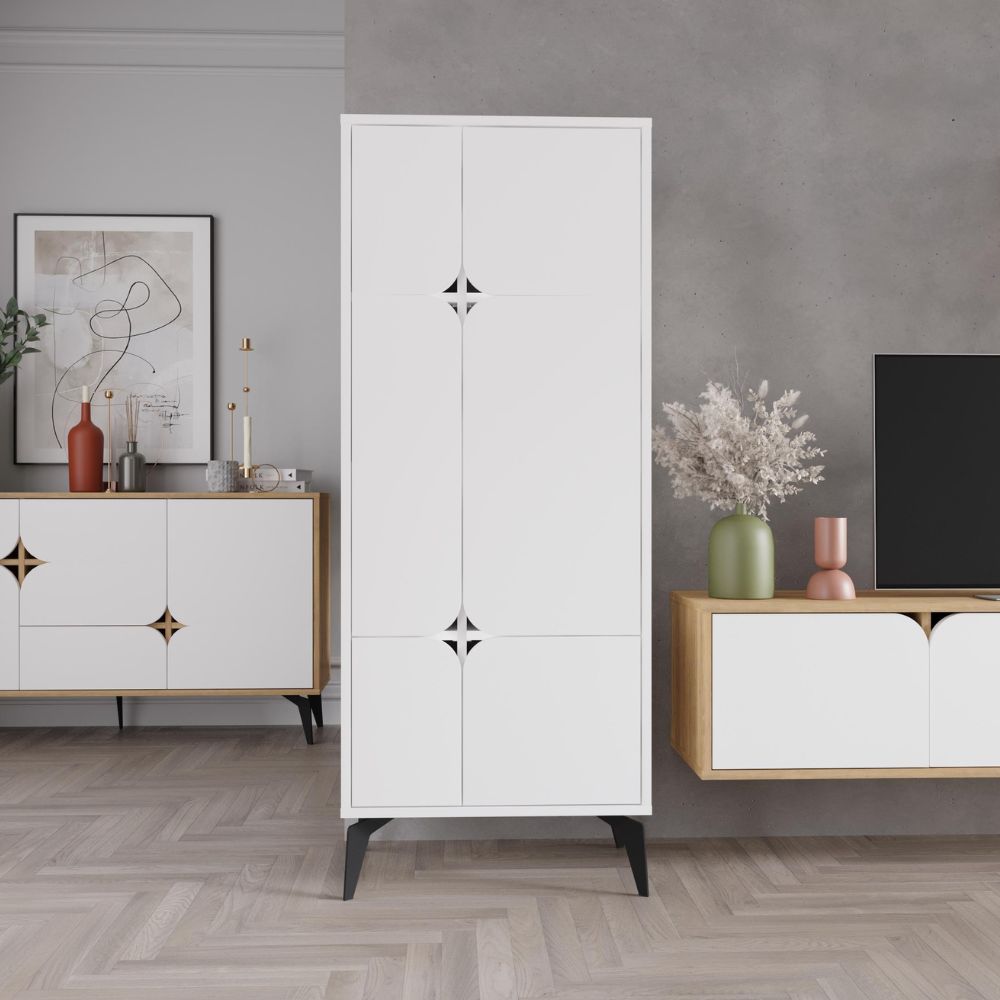 Mobile armadio multiuso con 4 ante colore bianco 60x35.6x151H cm - Spotik