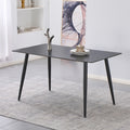 Tavolo da pranzo 140×0 cm in ceramica effetto marmo nero con venature oro e gambe nere Kilo
