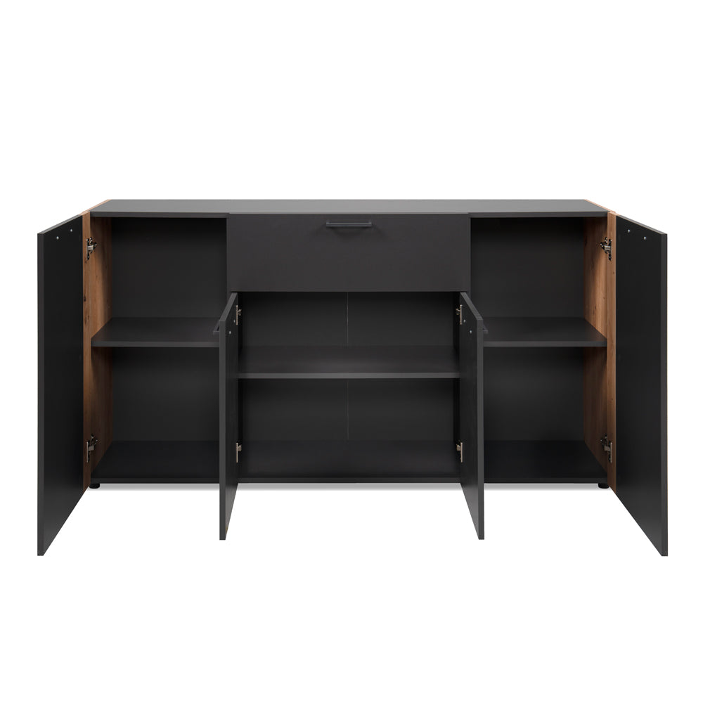 Madia 4 ante e 1 cassetto colore antracite con laterali in rovere artisan 162 cm Cento51A