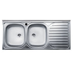 Évier de cuisine à poser double bac égouttoir à droite 120x50 cm - Samet SA127DX