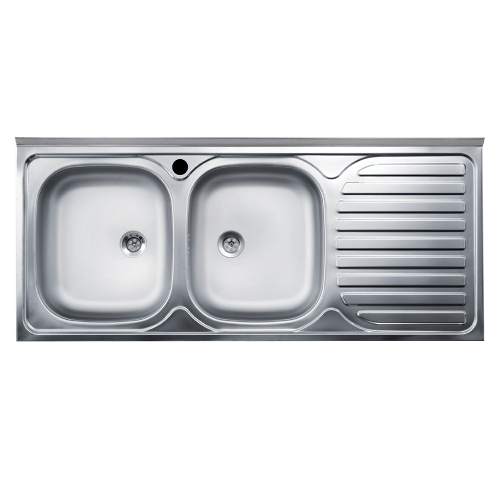 Évier de cuisine à poser double bac égouttoir à droite 120x50 cm - Samet SA127DX