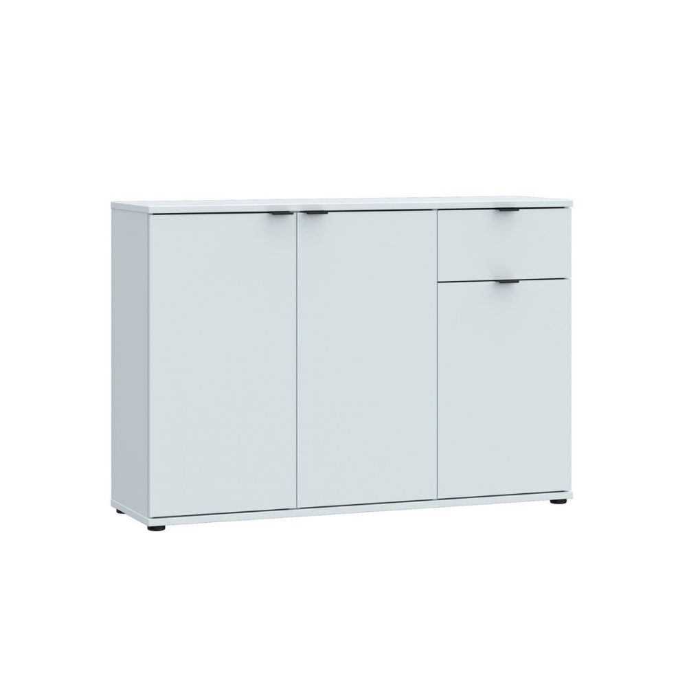 GNMK231L-U58 MEHRZWECK-UNTERSCHRANK MIT DREI TÜREN + 1 SCHUBLADE, HELLGRAU, B120CM