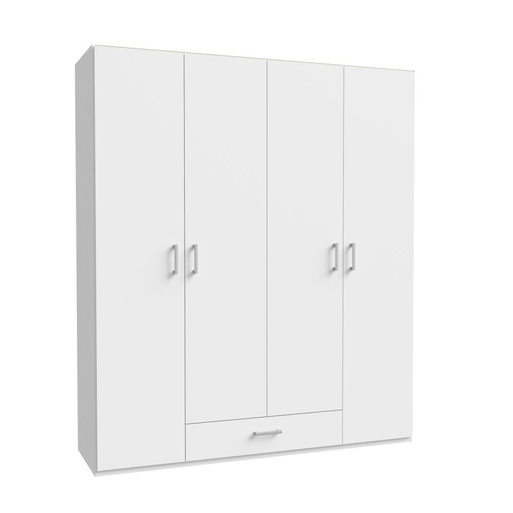 Armoire 4 portes 1 tiroir coloris blanc 177.5x54x210.5H Arcadia