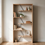 Libreria in legno 84x157h cm con struttura in metallo e ripiani colore rovere - Tars