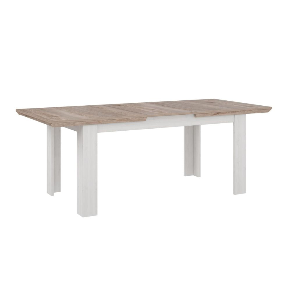 Tavolo allungabile con gambe squadrate colore rovere e bianco Forma