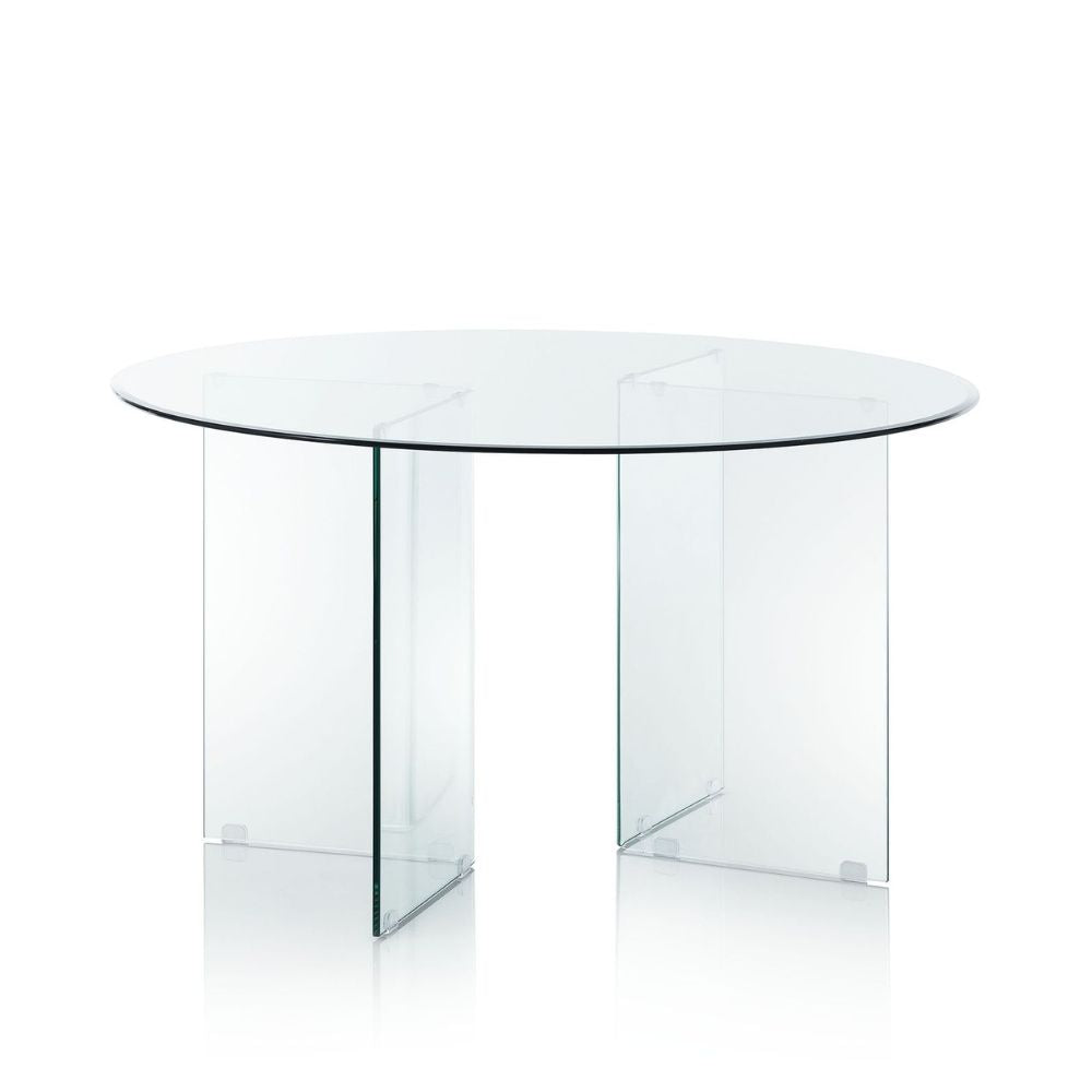 Table ronde en verre trempé transparent 137x77H cm - Acacia