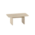 Tavolino da salotto 100x60 cm colore travertino con gambe a pannello e bordi arrotondati Pietra