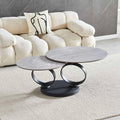 Tavolino doppio in ceramica grigio lucido con struttura nera Gleam