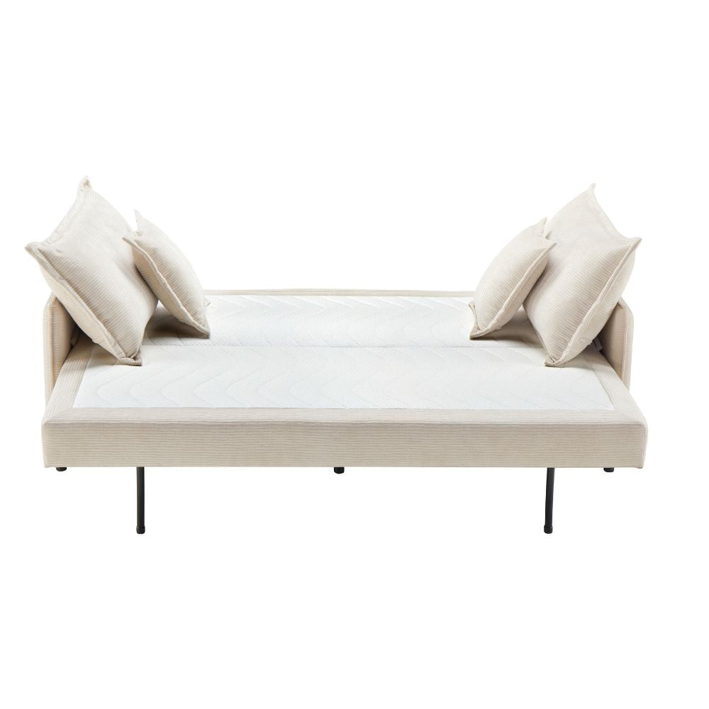 Divano letto con contenitore tessuto colore panna 217x95H cm - Gioia