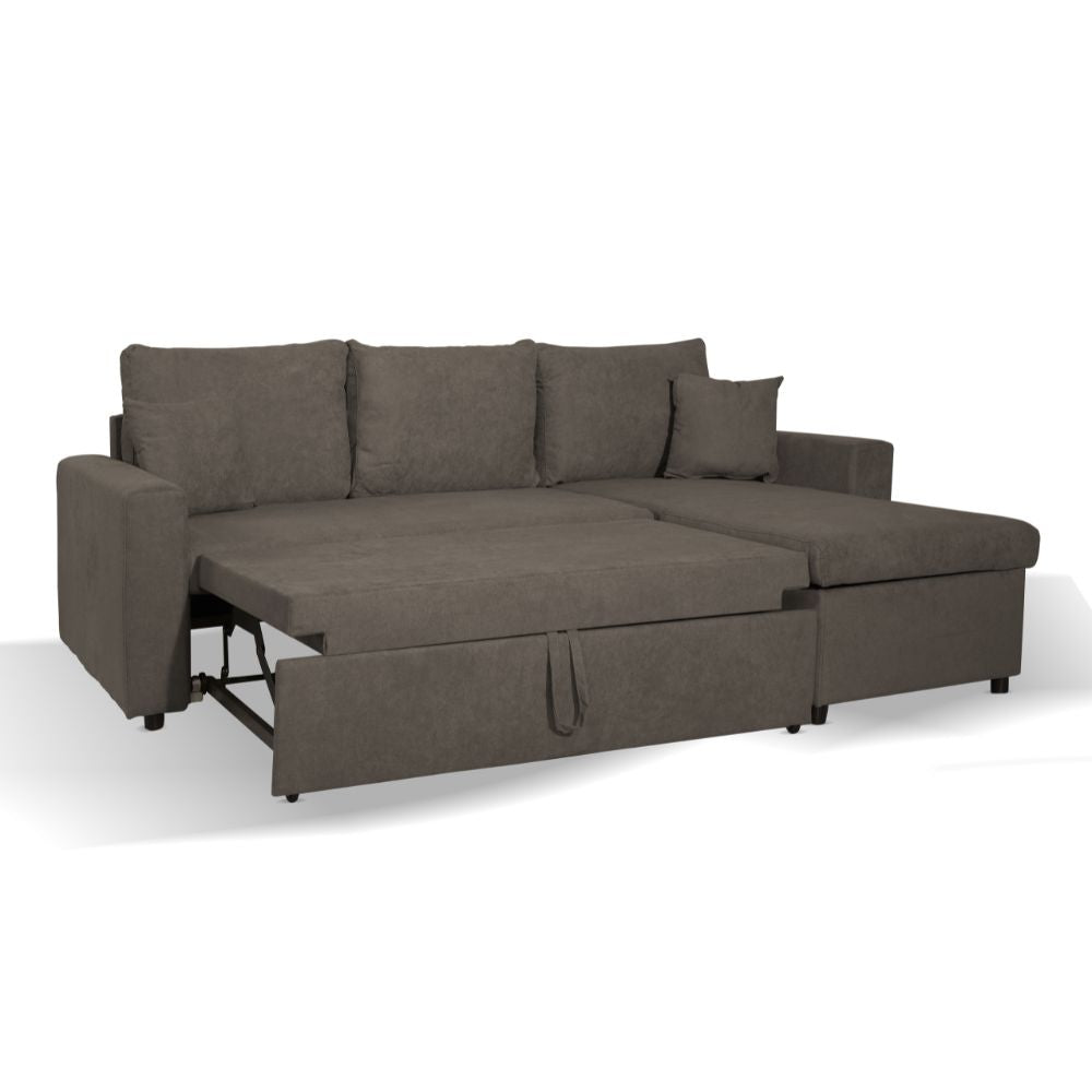 Divano angolare con penisola reversibile Golf e letto estraibile tessuto Enjoy 9 Khaki